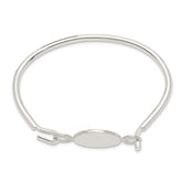 Sterling Silver 925 Polished Bangle with Round ID Plate for Women
